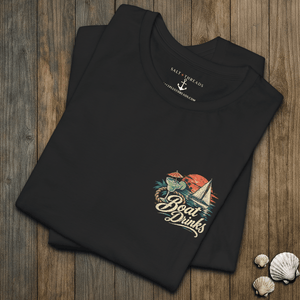 Boat Drinks Tee | Vintage Sailing Paradise Graphic T-Shirt | Ultra-Soft Eco-Friendly Graphic Tee
