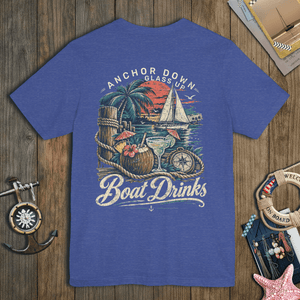 Boat Drinks Tee | Vintage Sailing Paradise Graphic T-Shirt | Ultra-Soft Eco-Friendly Graphic Tee