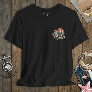 Boat Drinks Tee | Vintage Sailing Paradise Graphic T-Shirt | Ultra-Soft Eco-Friendly Graphic Tee