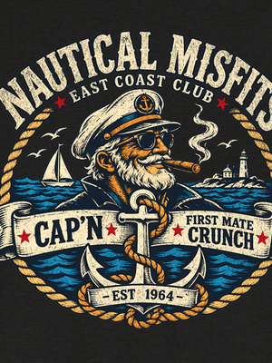 Cap’n That’s Right Tee | Nautical Misfits Vintage Boating T-Shirt | Ultra-Soft Eco-Friendly Graphic Tee