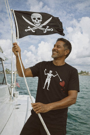 Captain Blackbeard Flag Tee | Vintage Pirate Jolly Roger Graphic | Ultra - Soft Eco - Friendly Graphic Tee