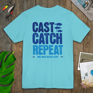 Cast Catch Repeat Tee | Vintage Fishing Graphic T-Shirt | Ultra-Soft Eco-Friendly Graphic Tee