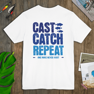 Cast Catch Repeat Tee | Vintage Fishing Graphic T-Shirt | Ultra-Soft Eco-Friendly Graphic Tee