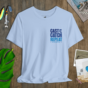 Cast Catch Repeat Tee | Vintage Fishing Graphic T-Shirt | Ultra-Soft Eco-Friendly Graphic Tee