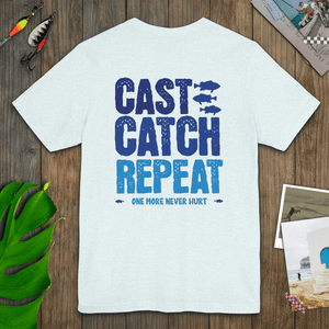 Cast Catch Repeat Tee | Vintage Fishing Graphic T-Shirt | Ultra-Soft Eco-Friendly Graphic Tee