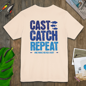 Cast Catch Repeat Tee | Vintage Fishing Graphic T-Shirt | Ultra-Soft Eco-Friendly Graphic Tee