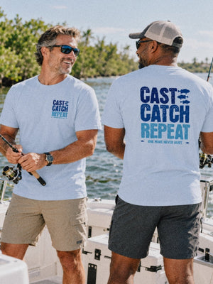 Cast Catch Repeat Tee | Vintage Fishing Graphic T-Shirt | Ultra-Soft Eco-Friendly Graphic Tee