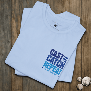 Cast Catch Repeat Tee | Vintage Fishing Graphic T-Shirt | Ultra-Soft Eco-Friendly Graphic Tee