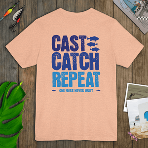 Cast Catch Repeat Tee | Vintage Fishing Graphic T-Shirt | Ultra-Soft Eco-Friendly Graphic Tee