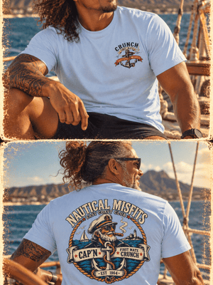 Crunch First Mate Tee | Nautical Misfits Vintage Boating T-Shirt | Ultra-Soft Eco-Friendly Graphic Tee