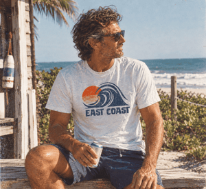 East Coast Break Tee | Vintage Surf Wave Graphic T-Shirt | Ultra-Soft Eco-Friendly Graphic Tee