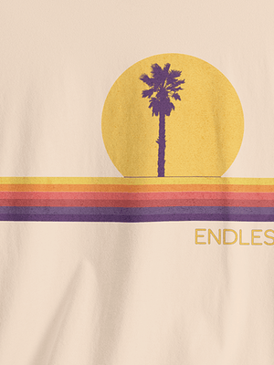 Endless Vibes 70s Sunset Palm Tee | Retro Coastal Graphic Tee | Ultra-Soft Eco-Friendly Graphic Tee