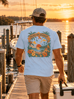 Escape the Ordinary Tee | Vintage Tropical Paradise Graphic T-Shirt | Ultra-Soft Eco-Friendly Graphic Tee