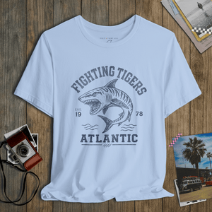 Fighting Tigers Atlantic Shark Tee | Vintage Gym Fish Tee | Ultra-Soft Eco-Friendly Graphic Tee