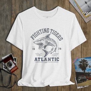 Fighting Tigers Atlantic Shark Tee | Vintage Gym Fish Tee | Ultra-Soft Eco-Friendly Graphic Tee