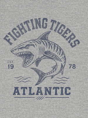 Fighting Tigers Atlantic Shark Tee | Vintage Gym Fish Tee | Ultra-Soft Eco-Friendly Graphic Tee