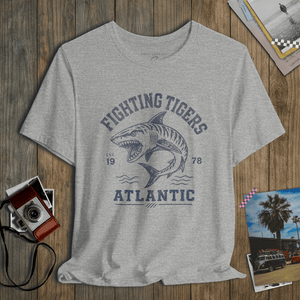 Fighting Tigers Atlantic Shark Tee | Vintage Gym Fish Tee | Ultra-Soft Eco-Friendly Graphic Tee