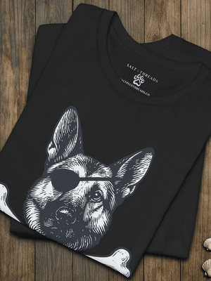 German Shepherd First Mate T-Shirt | Cap’n First Mate Eco - Friendly Pirate Dog Graphic Tee | Ultra - Soft Eco - Friendly Graphic Tee