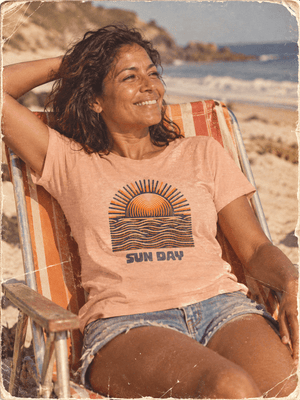 Golden Sun Day Tee | Vintage Coastal Sunset T-Shirt | Ultra-Soft Eco-Friendly Graphic Tee