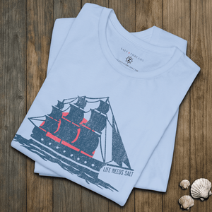 High Seas Sailing Tee | Life Needs Salt Vintage Graphic T-Shirt | Ultra-Soft Eco-Friendly Graphic Tee