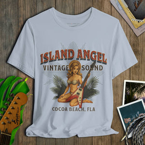 Island Angel Vintage Sound Tee | Cocoa Beach Retro Music Vibes | Ultra - Soft Eco - Friendly Graphic Tee