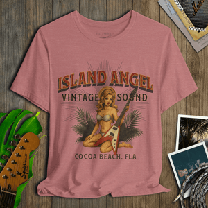 Island Angel Vintage Sound Tee | Cocoa Beach Retro Music Vibes | Ultra - Soft Eco - Friendly Graphic Tee