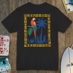 Just Another Day in Paradise | Vintage Tropical Parrot Graphic T-Shirt | Ultra-Soft Eco-Friendly Graphic Tee