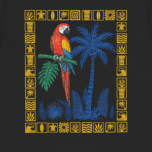 Just Another Day in Paradise | Vintage Tropical Parrot Graphic T-Shirt | Ultra-Soft Eco-Friendly Graphic Tee