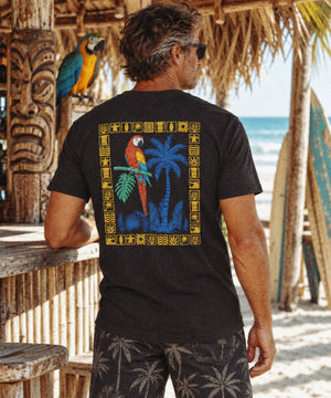 Just Another Day in Paradise | Vintage Tropical Parrot Graphic T-Shirt | Ultra-Soft Eco-Friendly Graphic Tee