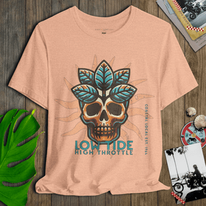 Low Tide High Throttle Tee | Coastal Skull Sun Native Island Biker Graphic | Ultra - Soft Eco - Friendly Graphic Tee