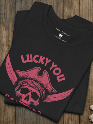 Lucky You I Only Plunder on Weekends T-Shirt | Eco - Friendly Pirate Graphic Tee | Ultra - Soft Eco - Friendly Graphic Tee