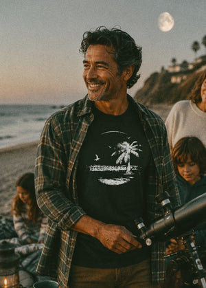 Moonrise Kingdom Tee | Vintage Island Nightscape Tee | Ultra-Soft Eco-Friendly Graphic Tee