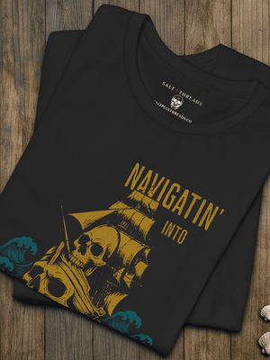 Navigatin’ Into Questionable Waters T-Shirt | Eco - Friendly Pirate Graphic Tee