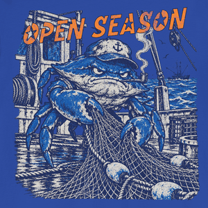 Open Season Blue Crab Tee | Vintage Fishing Graphic T-Shirt | Ultra-Soft Eco-Friendly Graphic Tee