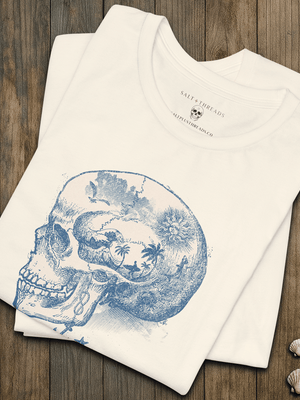 Pirate Skull Story Tee | Saltworn Coastal Tale | Ultra - Soft Eco - Friendly Graphic Tee