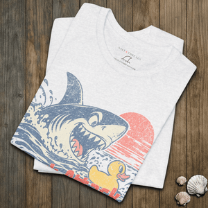 Rubber Duckie Snack Attack Tee | 70s Vintage Shark Cartoon Graphic T-Shirt | Ultra-Soft Eco-Friendly Graphic Tee