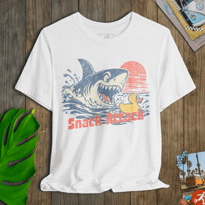 Rubber Duckie Snack Attack Tee | 70s Vintage Shark Cartoon Graphic T-Shirt | Ultra-Soft Eco-Friendly Graphic Tee