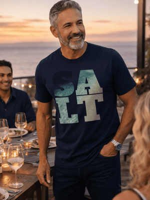 Salt Ocean Block T-Shirt | Ultra - Soft Sustainable Coastal Graphic Tee | Ultra - Soft Eco - Friendly Graphic Tee