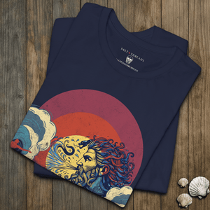 Sea God Surf Myth Tee | Vintage Coastal Graphic | Ultra - Soft Eco - Friendly Graphic Tee
