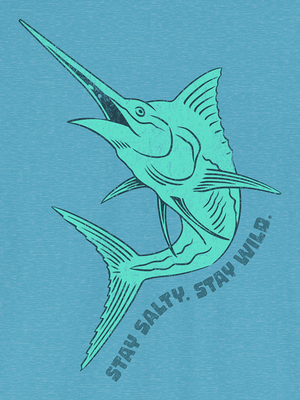 Stay Salty Swordfish Tee | Vintage Coastal Fishing Graphic T-Shirt | Ultra-Soft Eco-Friendly Graphic Tee