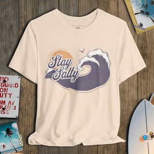 Stay Salty T-Shirt | Vintage 70s Coastal Wave Tee | Ultra - Soft Eco - Friendly Graphic Tee
