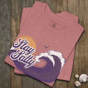 Stay Salty T-Shirt | Vintage 70s Coastal Wave Tee | Ultra - Soft Eco - Friendly Graphic Tee