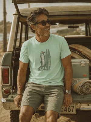 Stay Wild Tee | Vintage Postcard Gator Surf | Ultra - Soft Eco - Friendly Graphic Tee