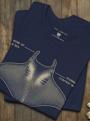 Stingray Blueprint T-Shirt | Eco - Friendly Ultra - Soft Funny Coastal Graphic Tee | Ultra - Soft Eco - Friendly Graphic Tee