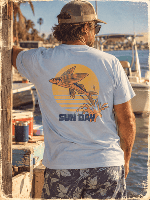 Sun Day Flight Tee | Vintage Coastal Fish T-Shirt | Ultra-Soft Eco-Friendly Graphic Tee