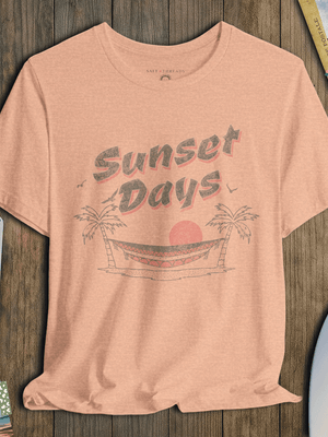 Sunset Days T-Shirt | Vintage Hammock Coastal Tee | Ultra - Soft Eco - Friendly Graphic Tee