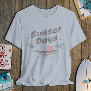 Sunset Days T-Shirt | Vintage Hammock Coastal Tee | Ultra - Soft Eco - Friendly Graphic Tee