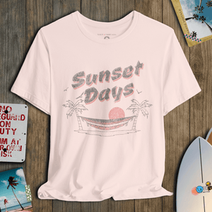 Sunset Days T-Shirt | Vintage Hammock Coastal Tee | Ultra - Soft Eco - Friendly Graphic Tee