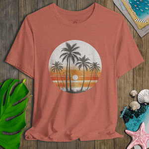 Sunset Palm Vintage Tee | Coastal Nostalgia | Ultra - Soft Eco - Friendly Graphic Tee
