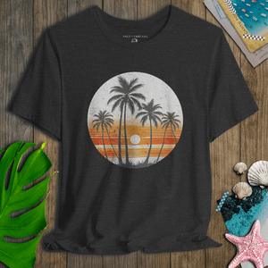 Sunset Palm Vintage Tee | Coastal Nostalgia | Ultra - Soft Eco - Friendly Graphic Tee